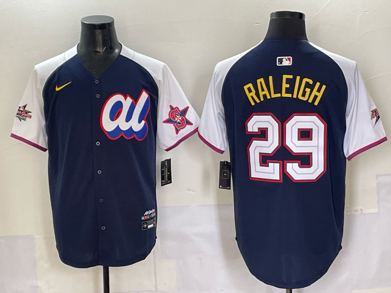 Men Seattle Mariners 29 Raleigh Blue MLB All star Nike 2025 Jersey style 005